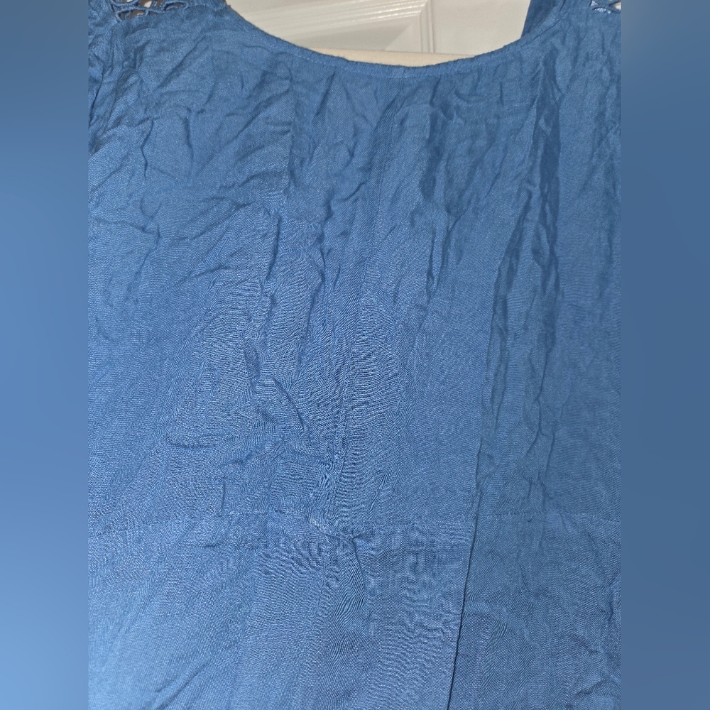 Raviya Light Blue Peasant Top With Eyelet Design - Picture 3 of 11